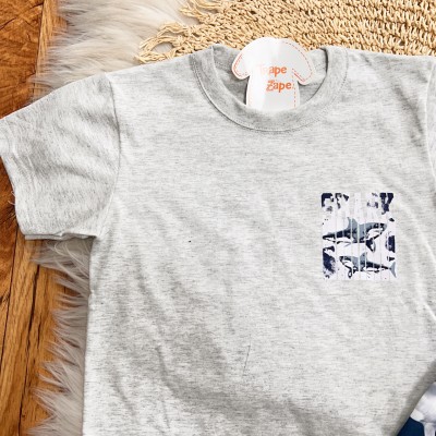 Conj. Camiseta Shark e Bermuda Tubarões - Mescla 